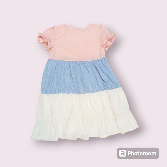 Little Angels colorblock tiered short sleeve casual girls dress - Picture 2 of 4